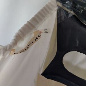 Mustard Seed Cream Lace-Trim Satin Top with Tag